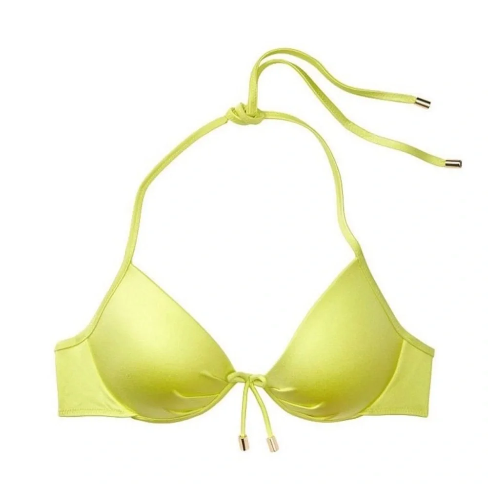 Victoria’s Secret Limeade Yellow Malibu Fabulous Push-Up Halter Bikini Top